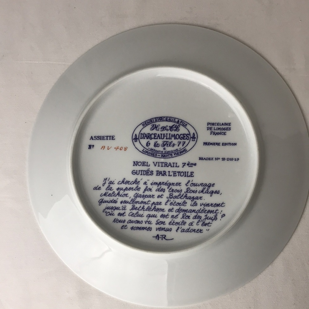Vintage Henri D’arceau limoges porcelain 1977 Christmas plate 1st edition - Picture 2 of 15